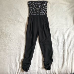 Sparkly Strapless Beaded Jumpsuit